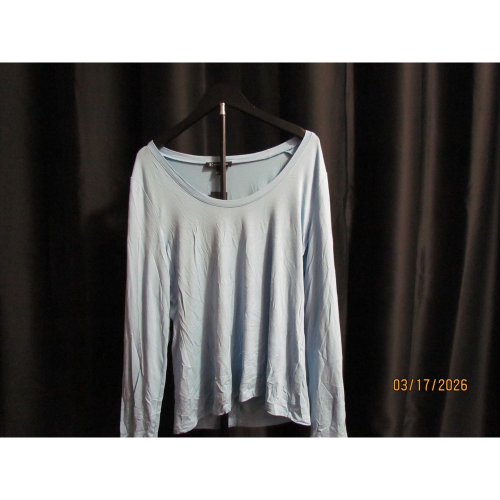 INC International Concepts Womens Light Blue Long Sleeve Scoop Neck Top NWT